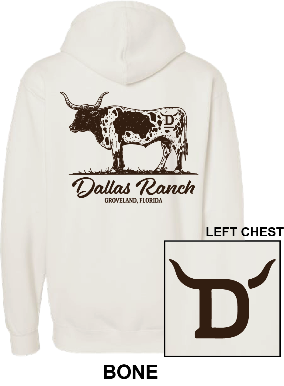 Dallas Ranch Longhorn Hoodie - Bone
