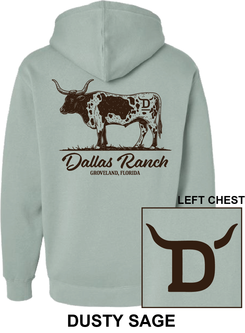 Dallas Ranch Longhorn Hoodie - Dusty Sage