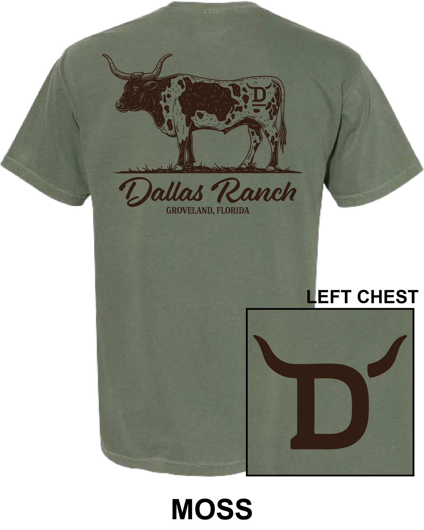 PRESALE - Dallas Ranch Longhorn Short Sleeve - Moss