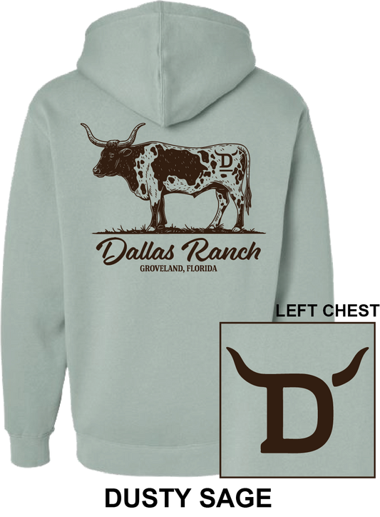 Dallas Ranch Longhorn Hoodie - Dusty Sage